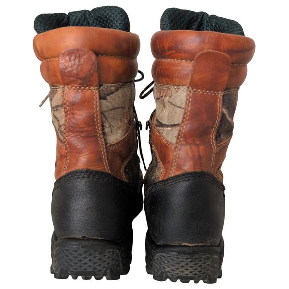 800 Gram Insulated Leather Hunting Boots Men 8 Camo Outdoor Trekker Aquashield - Picture 4 of 8